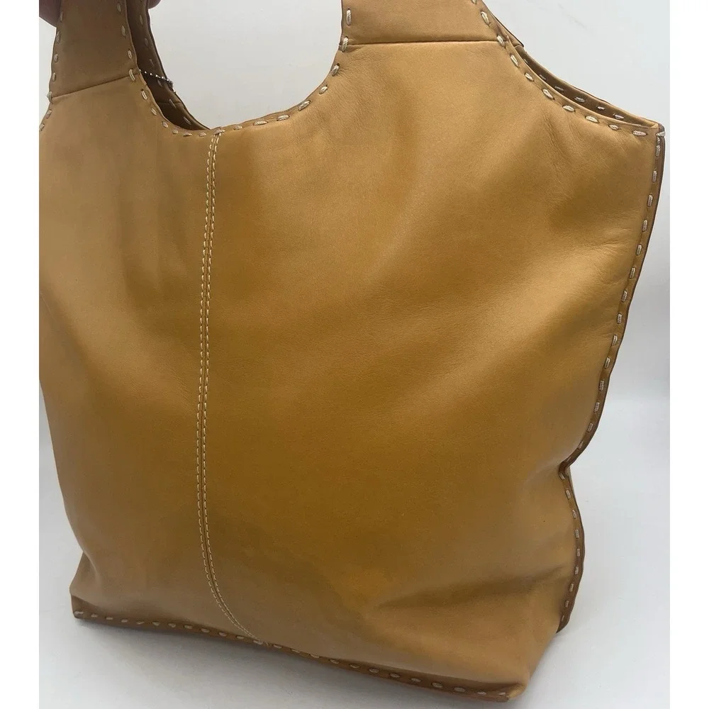 Fossil Classic‎ 75082 Tan Leather Hobo Tote Shoulder Bag With Key